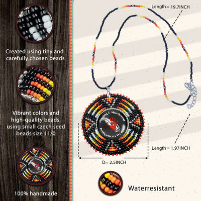 SALE 50% OFF -  Missing and Murdered Indigenious Women 2 Sunburst Beaded Patch Necklace Pendant