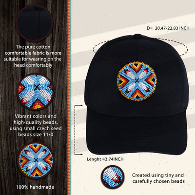 SALE 50% OFF - Four Feather Baseball Cap With Patch Cotton Unisex Native American Style