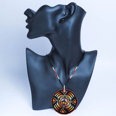 SALE 50% OFF - Trail of Tears Beaded Sunburst Handmade Beaded Wire Necklace PendantUnisex With Native American Style