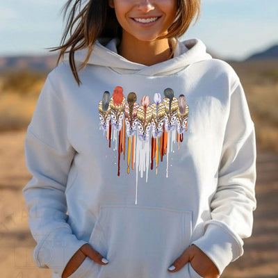 Native American Women Feather Heart Unisex RED Hoodie/Sweatshirt/T-Shirt