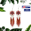 SALE 50% OFF - White Red Flower Beaded Handmade Earrings For Women