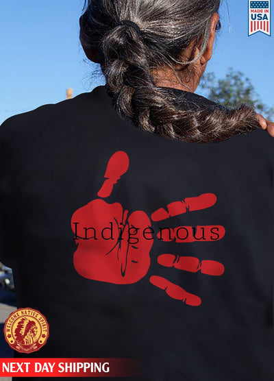 MMIW Indigenous Woman Red Hand Unisex Back T-Shirt/Hoodie/Sweatshirt 014