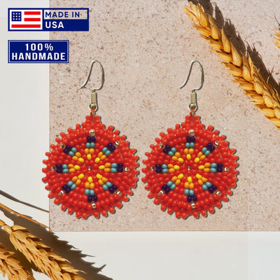 SALE 50% OFF - Cute Round Red Beaded Handmade Earrings For Women