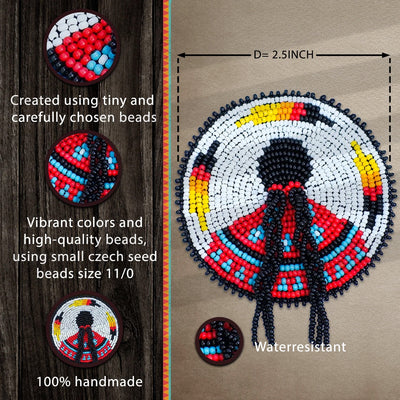 SALE 50% OFF - Indigenous Women Handmade Beaded Patch Necklace Pendant