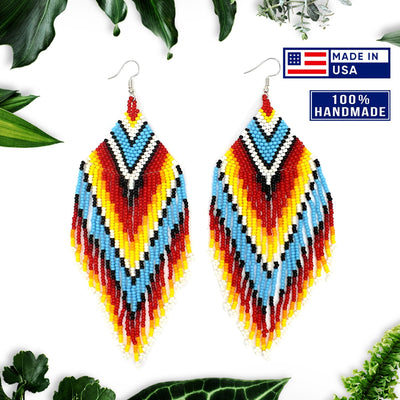 SALE 50% OFF - Big Sun Colors Hook Beaded Handmade Earrings For Women