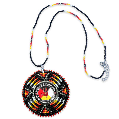 SALE 50% OFF - MMIW Sunburst Handmade Glass Beaded Patch Necklace Pendant