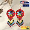 SALE 50% OFF - Red 4 Directions Round Fringe Beaded Handmade Earrings For Women