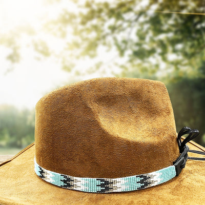 SALE 50% OFF - Handmade Turquoise Blue Black White Cowboy Hatband IBL