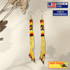 SALE 50% OFF - Gold Extra Long Pattern Beaded Handmade Earrings For Women Native Style