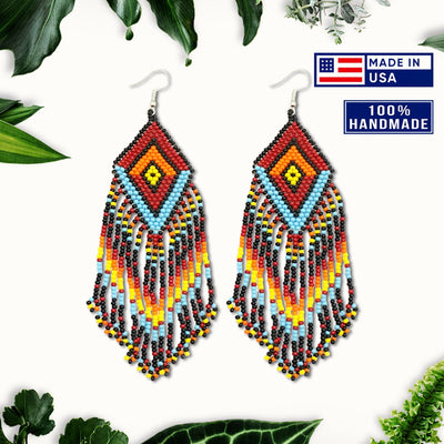 SALE 50% OFF - Native Style Multi-Color Long Beaded Handmade Earrings For Women