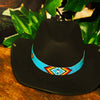 SALE 50% OFF - Turquoise Blue Red Black man’s Symbol Beadwork Cowboy Hat Band Waist Belt IBL