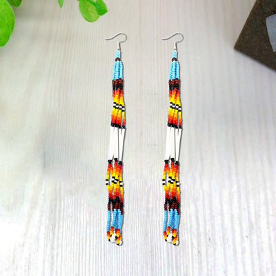 SALE 50% OFF - Multi-Color Long Beaded Handmade Earrings For Women