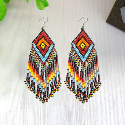 SALE 50% OFF - Native Style Multi-Color Long Beaded Handmade Earrings For Women