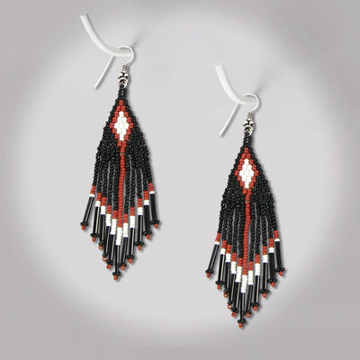 SALE 50% OFF -  Black Seed Bead Pattern Beaded Handmade Earrings For Women