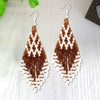 SALE 50% OFF - Seed Bead Brown Pattern Beaded Handmade Earrings For Women