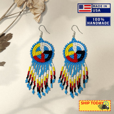 SALE 50% OFF - Turquoise Blue Fringe Earrings Beaded Handmade Earrings For Women