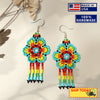 SALE 50% OFF - Ethnic Flower Turquoise Chandelier Beaded Handmade Earrings For Women