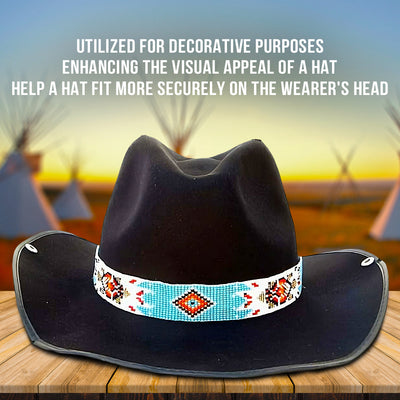 SALE 50% OFF - Turquoise Blue Turtle Beaded Cowboy Hat Band Waist Belt IBL