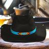 SALE 50% OFF - Turquoise Blue Red Black man’s Symbol Beadwork Cowboy Hat Band Waist Belt IBL