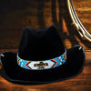 SALE 50% OFF - Blue White Red Yellow Seed Beaded Thunderbird Beadwork Cowboy Hat Band Belt IBL