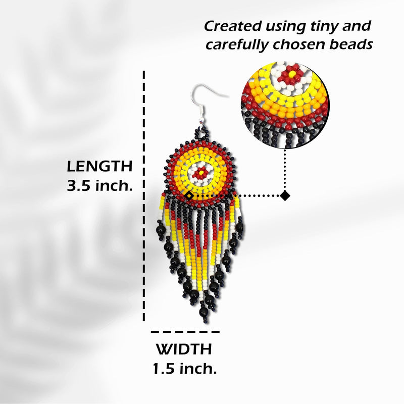 SALE 50% OFF - Black Medallion Beaded Handmade Earrings For Women