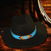 SALE 50% OFF - Turquoise Blue Red Black man’s Symbol Beadwork Cowboy Hat Band Waist Belt IBL