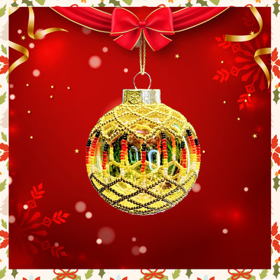 Gold Beaded Handmade Ornament Holiday Decor Gifts