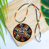 SALE 50% OFF - Trail of Tears Beaded Sunburst Handmade Glass Beaded Patch Necklace Pendant