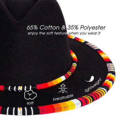 SALE 50% OFF - Orange Line Pattern Beaded Fedora Hatband for Men Women Beaded Brim with Native American Style