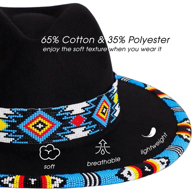 SALE 50% OFF - Payette Pattern Fedora Hatband For Men Women Beaded Brim With Native American Style