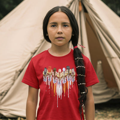 Native American Women Feather Heart Unisex RED Hoodie/Sweatshirt/T-Shirt