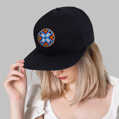 SALE 50% OFF - Feather Handmade Beaded Snapback With Patch Cotton Cap Unisex Native American Style