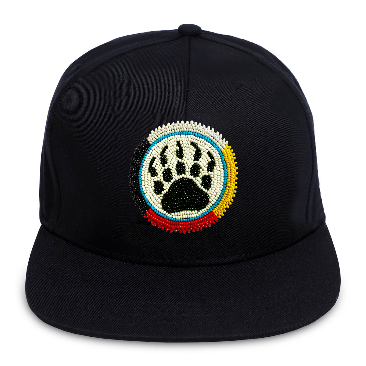 SALE 50% OFF- Bear Paw Handmade Beaded  Snapback With Patch Cotton Cap Unisex Native American Style