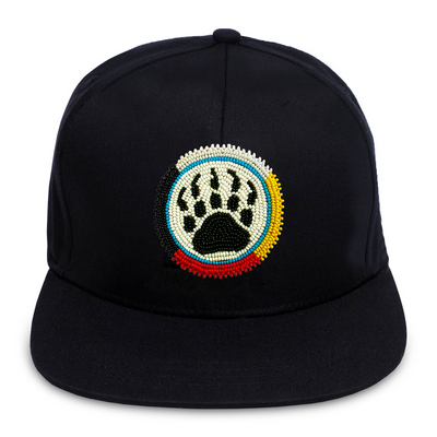 SALE 50% OFF- Bear Paw Handmade Beaded  Snapback With Patch Cotton Cap Unisex Native American Style