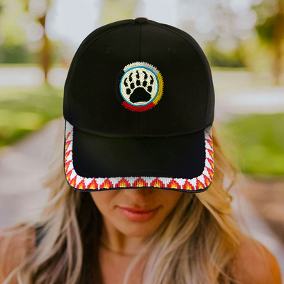 SALE 50% OFF - Bear Paw Baseball Cap With Patch Brim Unisex Native American Style