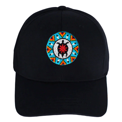 SALE 50% OFF - Turtle Cotton Unisex Baseball Cap With Beaded Patch Native American Style