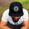 SALE 50% OFF - Blue Turtle Feather Pattern Handmade Beaded Snapback With Patch Cotton Cap Unisex Native American Style