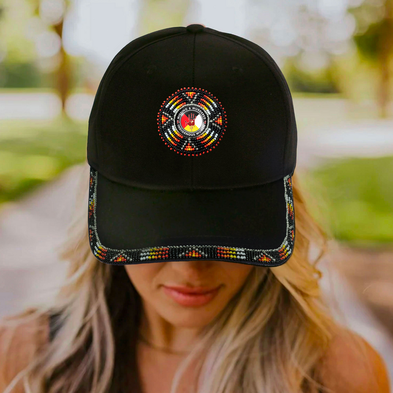 SALE 50% OFF - MMIW Cotton Unisex Baseball Cap With Beaded Patch Brim Native American Style