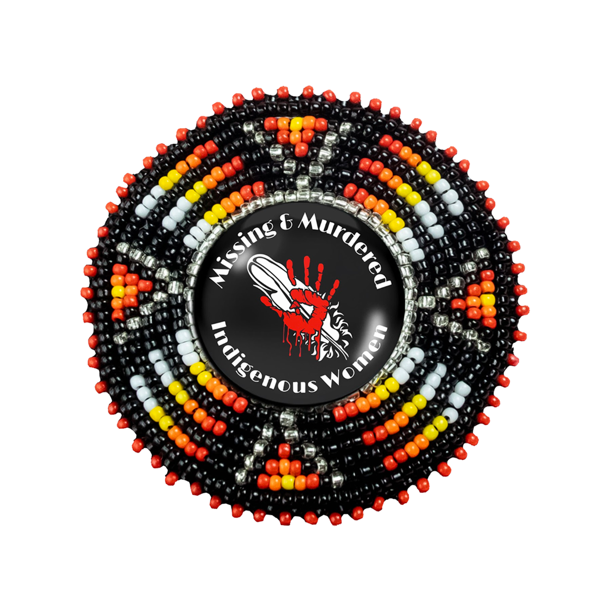 SALE 50% OFF -  Missing and Murdered Indigenious Women 2 Sunburst Beaded Patch Necklace Pendant