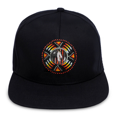 SALE 50% OFF - Native Flag Beaded Snapback With Patch Cotton Cap Unisex Native American Style