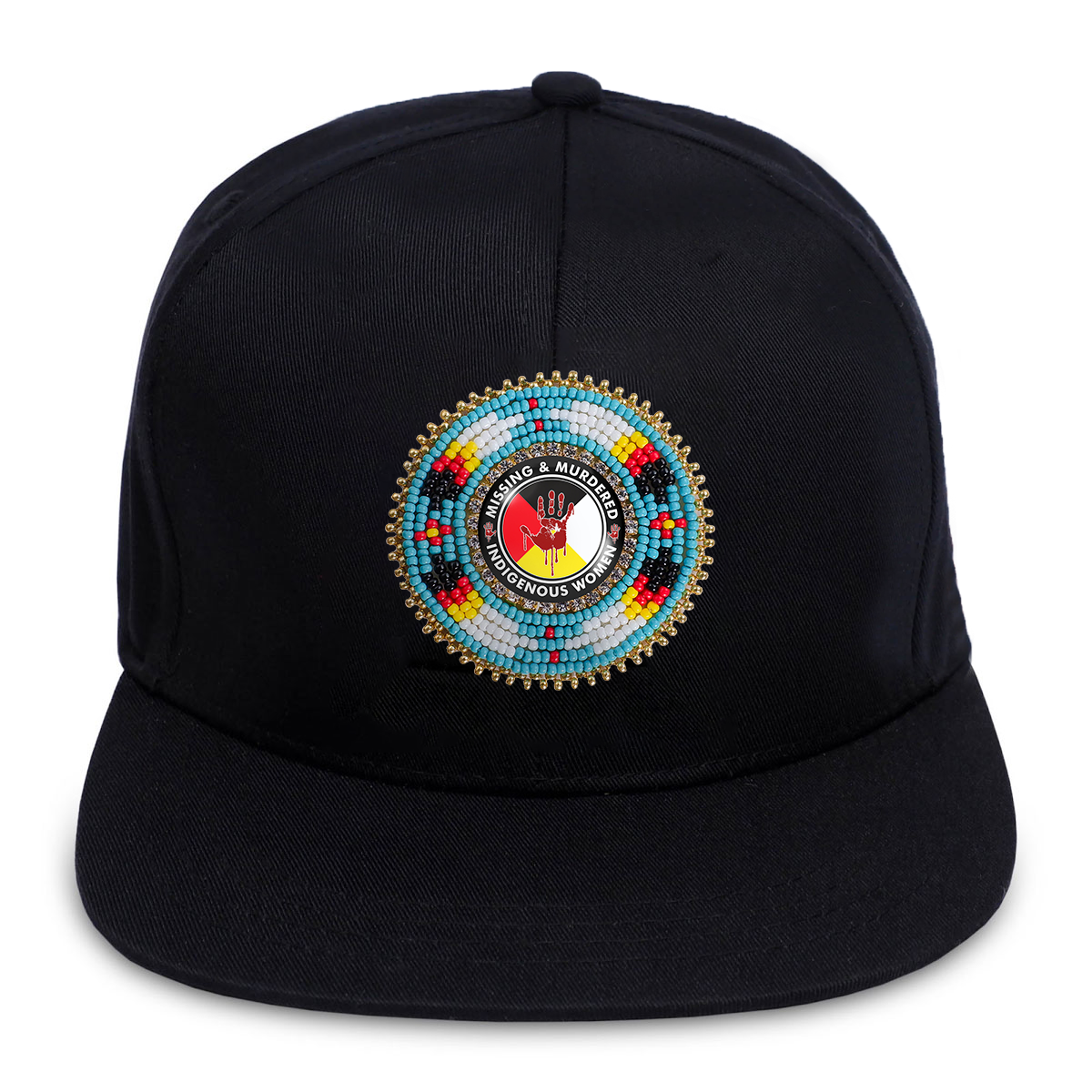 SALE 50% OFF - MMIW Beaded Snapback With Patch Cotton Cap Unisex Native American Style