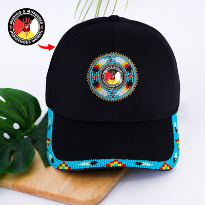 SALE 50% OFF - MMIW Red Hand Baseball Cap With Patch Brim Unisex Native American Style