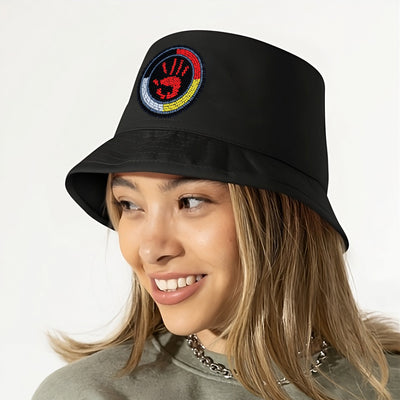 SALE 50% OFF - Handprint Beaded Unisex Cotton Bucket Hat with Native American