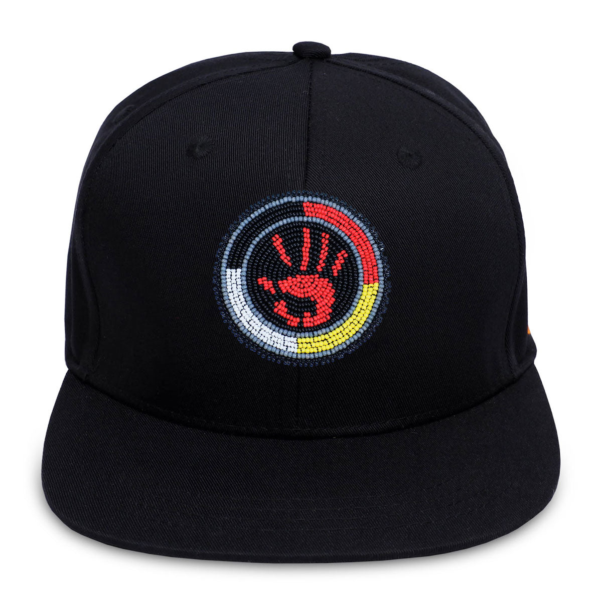 SALE 50% OFF - MMIW Handprint Handmade Beaded Snapback With Patch Cotton Cap Unisex Native American Style