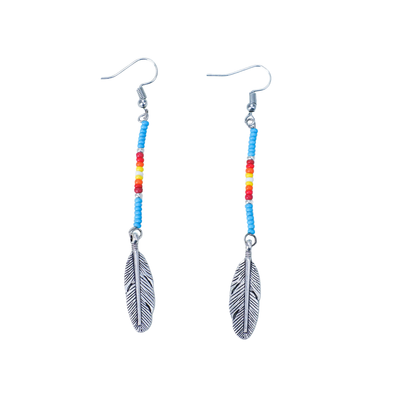 SALE 50% OFF - Blue Stick Pattern Beaded Handmade Earrings For Women