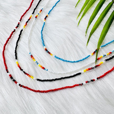 SALE 50% OFF - Red Petals Handmade Necklace Unisex With Native American Style