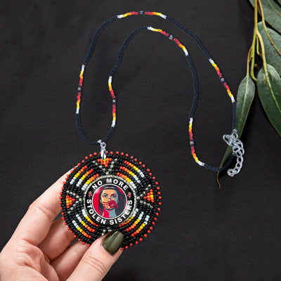 SALE 50% OFF - MMIW No More Stolen Sister Sunburst Handmade Beaded Wire Necklace Pendant For Women