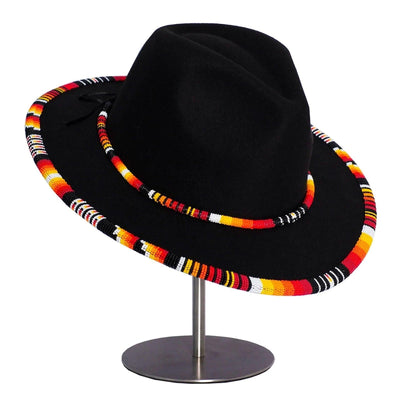 SALE 50% OFF - Orange Line Pattern Beaded Fedora Hatband for Men Women Beaded Brim with Native American Style