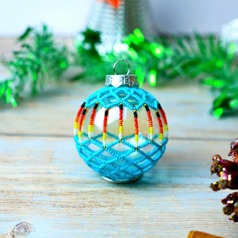 Turquoise Beaded Handmade Ornament Holiday Decor Gifts