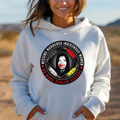 MMIW No More Stolen Sisters Feather Color Red Hand Unisex T-Shirt/Hoodie/Sweatshirt